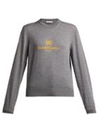 Matchesfashion.com Balenciaga - Logo Embroidered Virgin Wool Sweater - Womens - Grey Multi