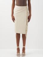 Stella Mccartney - Fringed Faux-leather Skirt - Womens - Oatmeal