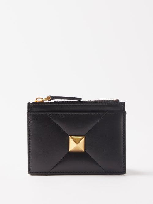Valentino Garavani - Roman Stud Leather Cardholder - Womens - Black