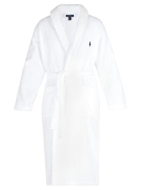 Matchesfashion.com Polo Ralph Lauren - Logo Embroidered Terry Towelling Cotton Bathrobe - Mens - White