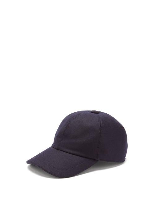 Matchesfashion.com Brunello Cucinelli - Curved-brim Wool-flannel Cap - Mens - Dark Blue