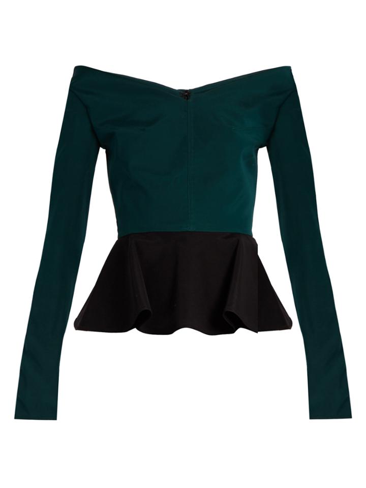 Emilio De La Morena Olena Bi-colour Silk-blend Peplum Top