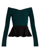 Emilio De La Morena Olena Bi-colour Silk-blend Peplum Top