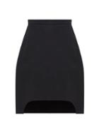 Matchesfashion.com Alexander Mcqueen - Dipped-hem Pleated Wool-blend Twill Skirt - Womens - Black