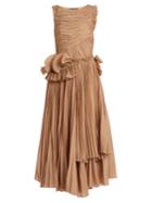 Rochas Pleated Cotton-blend Voile Dress