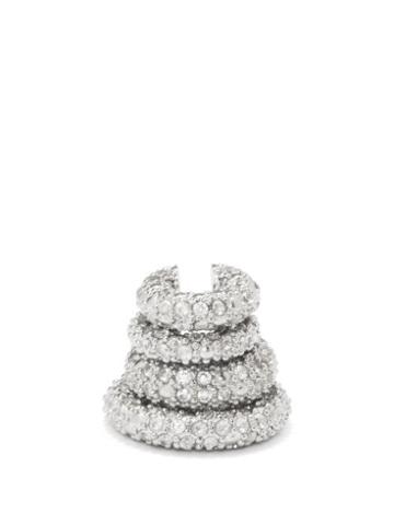Jil Sander - Set Of Four Brilliance Crystal And Stud Ear Cuffs - Womens - Silver