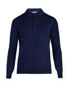 Matchesfashion.com Bottega Veneta - Long Sleeved Wool Polo Shirt - Mens - Blue