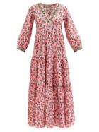 Muzungu Sisters - Frangipani Snail-print Cotton Kaftan Dress - Womens - Pink Print