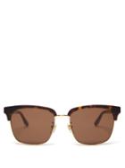 Matchesfashion.com Gucci - D Frame Tortoiseshell And Metal Sunglasses - Mens - Brown