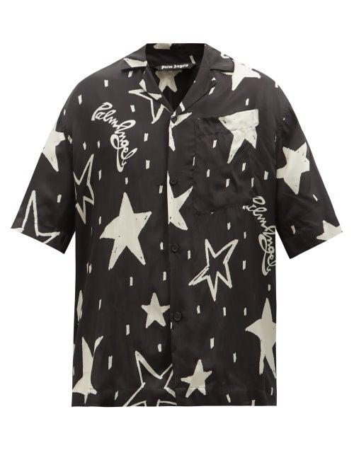 Palm Angels - Night Sky Star-print Faille Bowling Shirt - Mens - Black