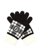 Matchesfashion.com Fendi - Ff Tartan Wool Gloves - Mens - Black White