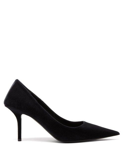 Matchesfashion.com Balenciaga - Square Knife Velvet Pumps - Womens - Black