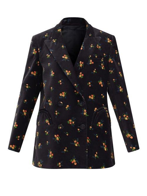 Matchesfashion.com Blaz Milano - Tulip Double-breasted Cotton-velvet Suit Jacket - Womens - Black Multi