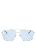 Matchesfashion.com Gucci - Gg Logo-lens Aviator Metal Sunglasses - Womens - Silver Multi