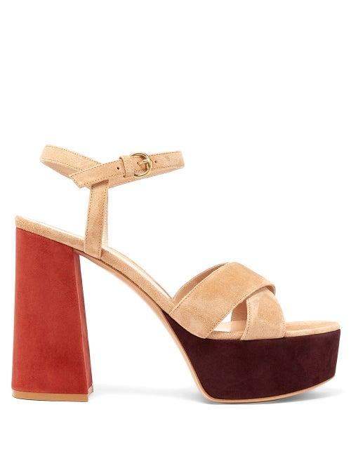 Matchesfashion.com Gianvito Rossi - Bebe 70 Suede Sandals - Womens - Beige Multi