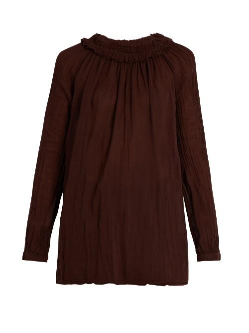 Raquel Allegra Shirred-collar Long-sleeved Blouse