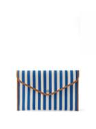 Rue De Verneuil - Envelope Striped Cotton-blend Canvas Pouch - Womens - Blue White