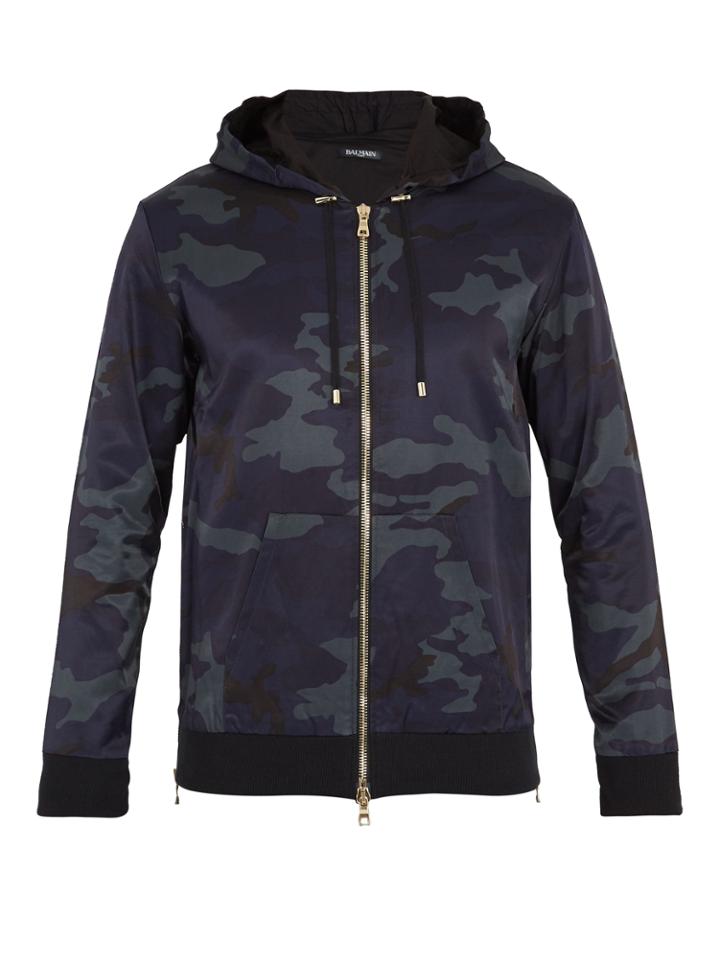 Balmain Camouflage-print Cotton-blend Hooded Track Jacket
