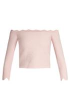 Matchesfashion.com Alexander Mcqueen - Off The Shoulder Matelass Cropped Top - Womens - Light Pink