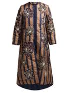 Matchesfashion.com Biyan - Hedvig Quilted Silk Coat - Womens - Beige Navy