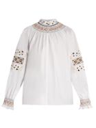 Tibi Cora Embroidered Cotton Top