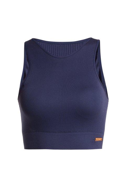 Matchesfashion.com Pepper & Mayne - Saskia Woven Cropped Top - Womens - Navy