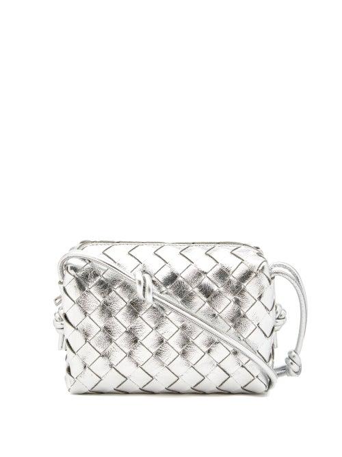 Bottega Veneta - Loop Small Intrecciato-leather Cross-body Bag - Womens - Silver