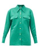 Matchesfashion.com Wales Bonner - Capleton Patch-pocket Linen-blend Poplin Shirt - Womens - Green