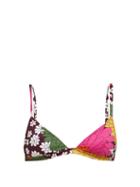 Matchesfashion.com Dodo Bar Or - Rachelle Floral Print Triangle Bikini Top - Womens - Burgundy Print