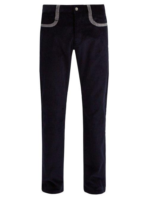 Matchesfashion.com Missoni - Straight Leg Cotton Corduroy Trousers - Mens - Navy