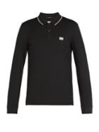 Matchesfashion.com C.p. Company - Long Sleeved Cotton Blend Polo Shirt - Mens - Black