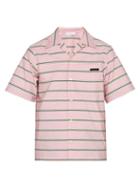 Matchesfashion.com Prada - Striped Short Sleeved Cotton Shirt - Mens - Pink Multi