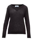 Matchesfashion.com Prada - Open Knit Mohair Blend Sweater - Womens - Black