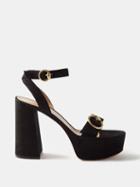 Gianvito Rossi - Buckled-strap 70 Suede Platform Sandals - Womens - Black