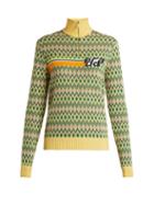 Matchesfashion.com Prada - Logo Intarsia Virgin Wool Blend Sweater - Womens - Multi