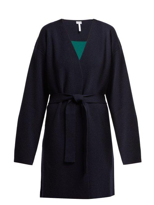 Matchesfashion.com Loewe - Colour Block Wool And Cashmere Blend Cardigan - Womens - Navy Multi