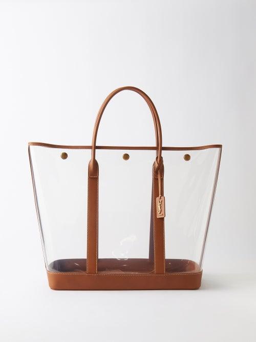 Saint Laurent - Severine Leather-trimmed Pvc Tote Bag - Womens - Tan
