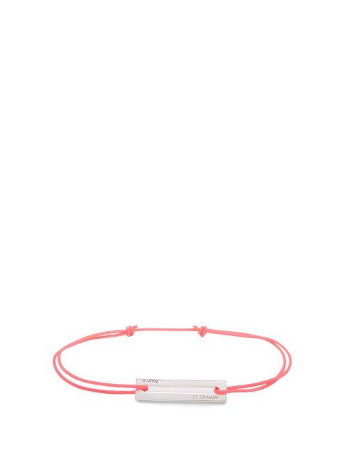 Matchesfashion.com Le Gramme - Le 10 Sterling Silver And Waxed Cord Bracelet - Mens - Pink