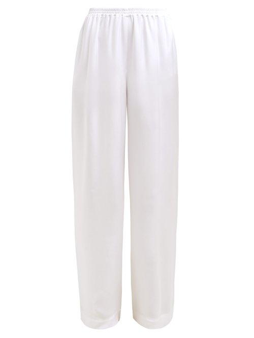 Matchesfashion.com Eskandar - Wide Leg Silk Crepe De Chine Trousers - Womens - White