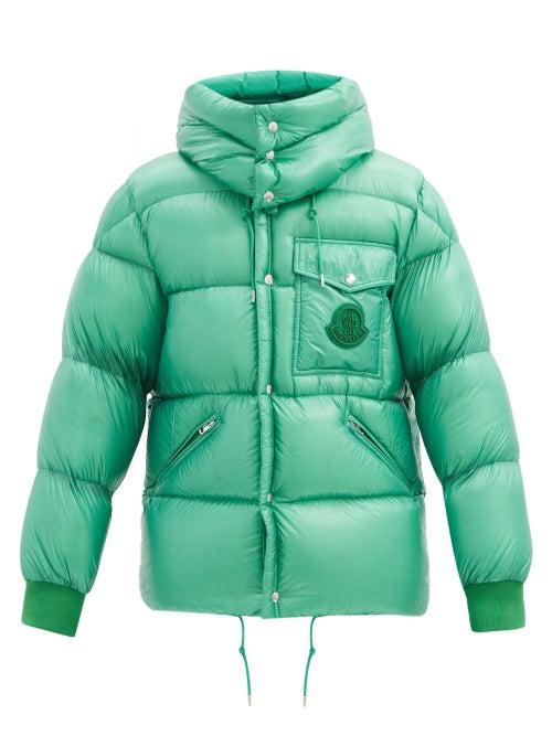 Matchesfashion.com Moncler - Lametin Logo-patch Down-filled Shell Hooded Jacket - Mens - Light Green