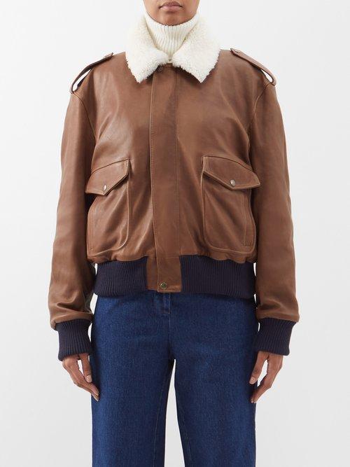 Giuliva Heritage - The Tom Shearling-collar Leather Bomber Jacket - Womens - Brown