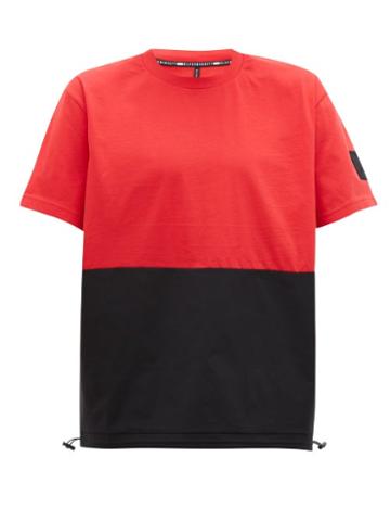 Matchesfashion.com Blackbarrett By Neil Barrett - Toggled Banded-hem Cotton T-shirt - Mens - Black Red