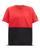 Matchesfashion.com Blackbarrett By Neil Barrett - Toggled Banded-hem Cotton T-shirt - Mens - Black Red
