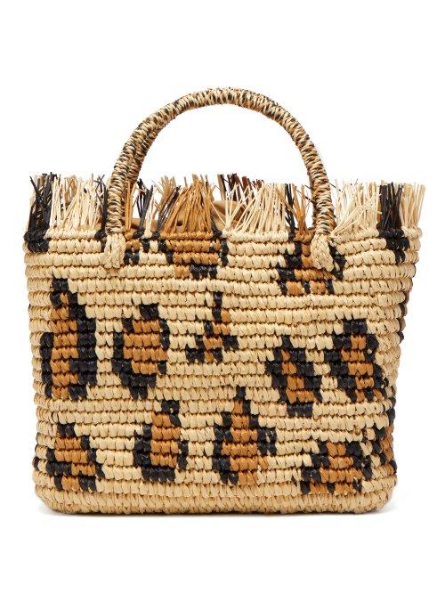 Matchesfashion.com Sensi Studio - Canasta Mexicana Leopard Print Straw Tote Bag - Womens - Leopard