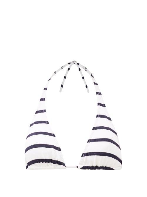 Matchesfashion.com Melissa Odabash - Athens Halterneck Striped Bikini Top - Womens - Navy Stripe