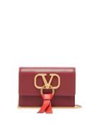 Matchesfashion.com Valentino - V Ring Leather Crossbody Bag - Womens - Burgundy