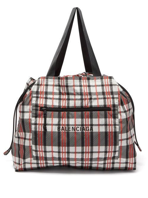 Balenciaga - Logo-print Checked Shell Tote Bag - Mens - Multi