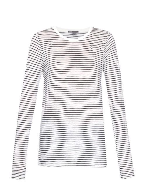 Vince Striped Long-sleeved Cotton Top