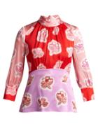 Matchesfashion.com Peter Pilotto - Floral Print Silk Blouse - Womens - Red