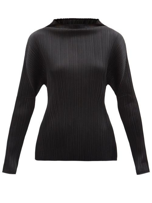 Pleats Please Issey Miyake - High-neck Technical-pleated Jersey Top - Womens - Black